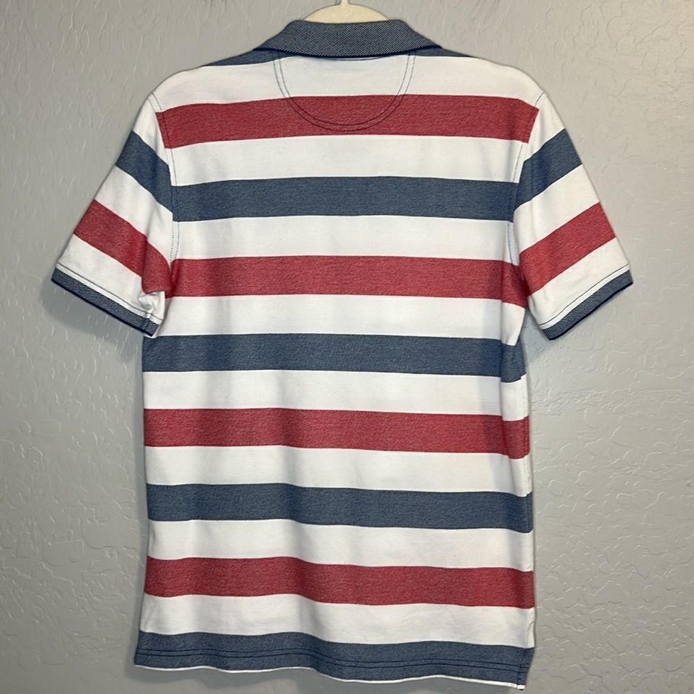 IZOD Men’s Red White Blue Striped Short Sleeve Polo Size Small - Picture 3 of 7